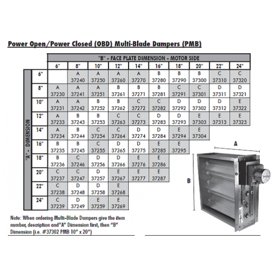 PMB Power Open/Power Closed (OBD) Damper