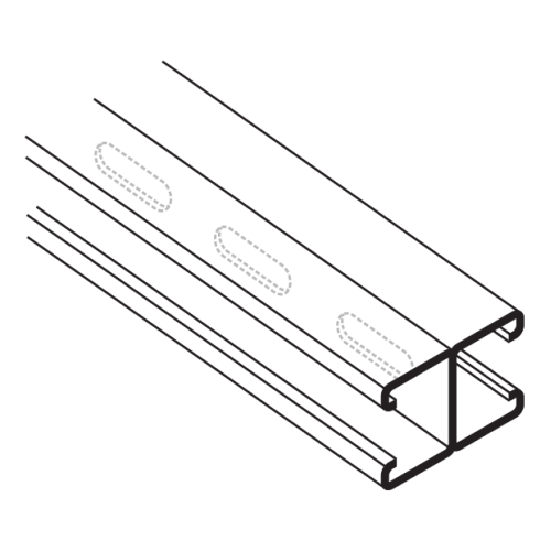 Strut 3-1/4 x 1-5/8 Back-to-Back, Oval Slot, 12ga Pre-Galv