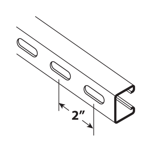 Strut 1-5/8 x 1-5/8 x 20ft, Oval Slot, 12ga Pre-Galv